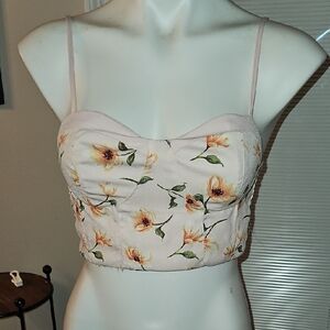 Floral Spaghetti Strap Crop Top-X